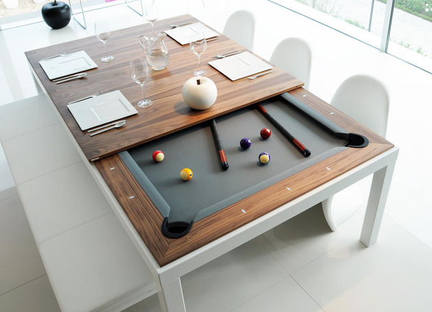Mesa de sinuca combinada a mesa de jantar