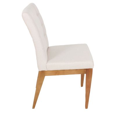 Cadeira premium Paula Linho Bege Design decorativa