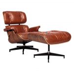 Cadeira, Poltrona Charles Eames com Puff Couro Natural Legitimo Premium