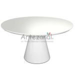Mesa Jantar Cone para 3 cadeiras Madeira Laqueada Branca Redonda 90cm base branca