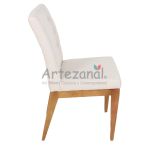 Cadeira premium Paula Linho Bege Design decorativa